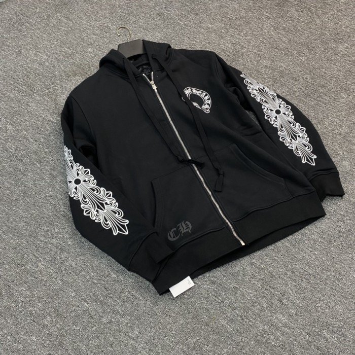 1:1 quality version Horseshoe Flower Arm Zipper Sweatshirt