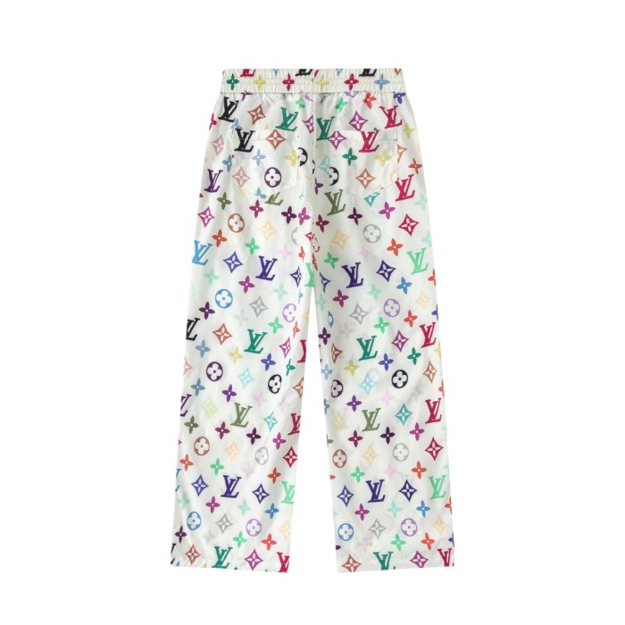 Multicolor Monogram Drawstring Waist Wide-Leg Pants for Kids 29008613