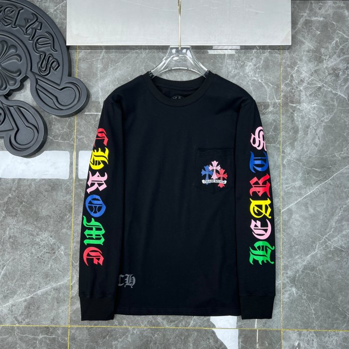 Classic Colorful Phantom Cross Letter Flower Arm Long Sleeve T-Shirt 2 colors