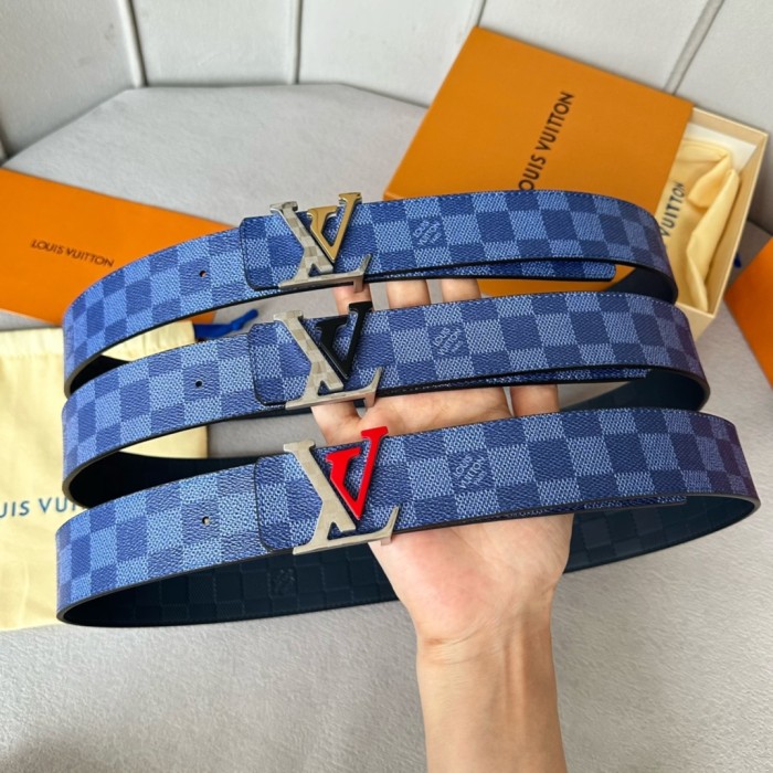 1:1 quality version Colorful Duplex Plaid Monogrammed Buckle Reversible Belt 6 colors【Width 4cm】
