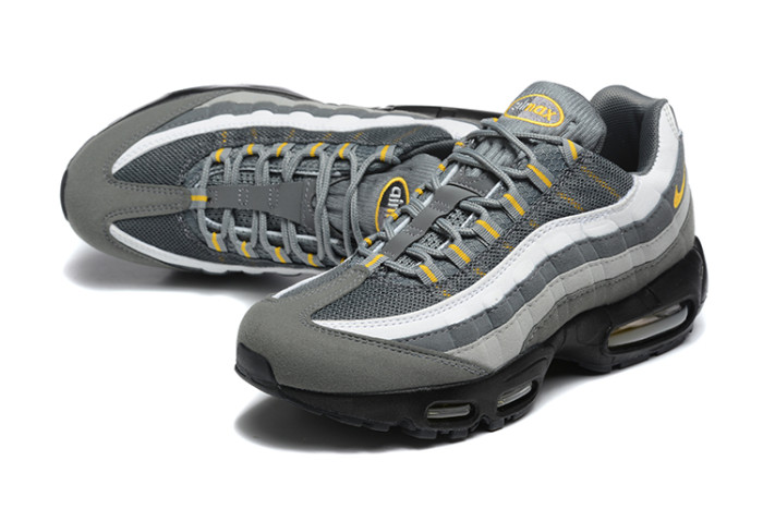 [plus-size shoes]Air Max 95 Grey White Yellow Gradient Mesh  Air Cushion Running Shoes 29044823