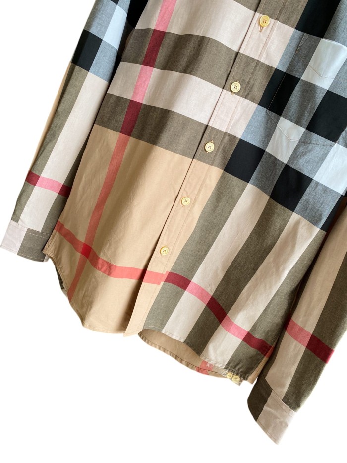 1:1 quality version Plaid Stretch Cotton Poplin Long Sleeve Shirt 8 colors 28875206