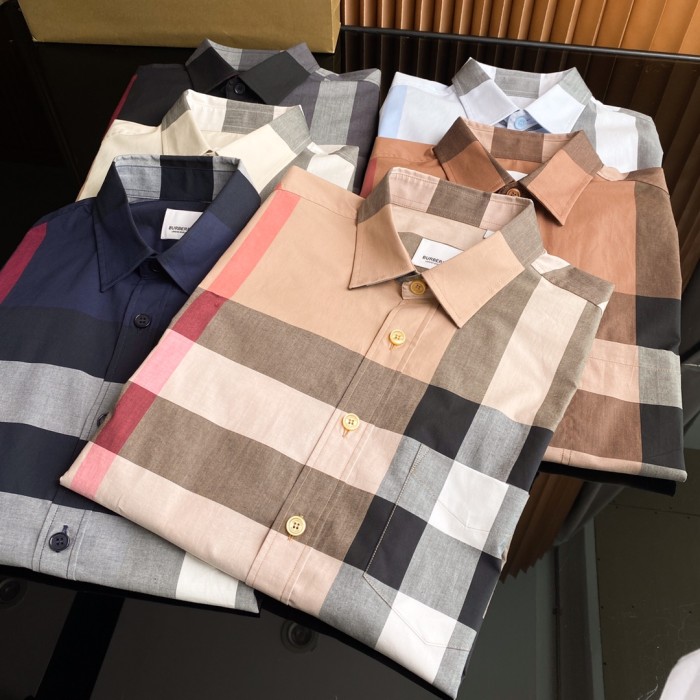 1:1 quality version Plaid Stretch Cotton Poplin Long Sleeve Shirt 8 colors 28875206