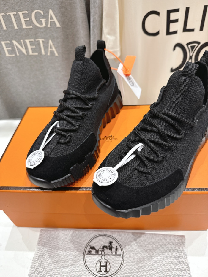 [plus-size shoes]Bouncing Black & White Genuine Nubuck Leather Couple Style Breathable Sneakers 2 colors 29085307