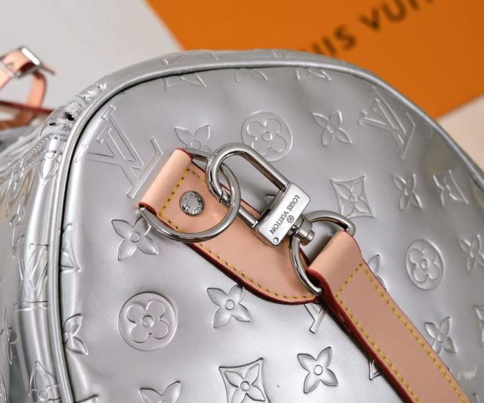 28425304 Full-print logo silver travel bag