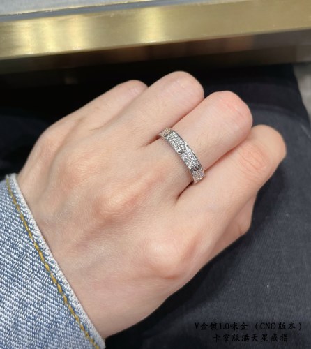 1:1 quality version CNC narrow version full of stars hand-set diamond ring