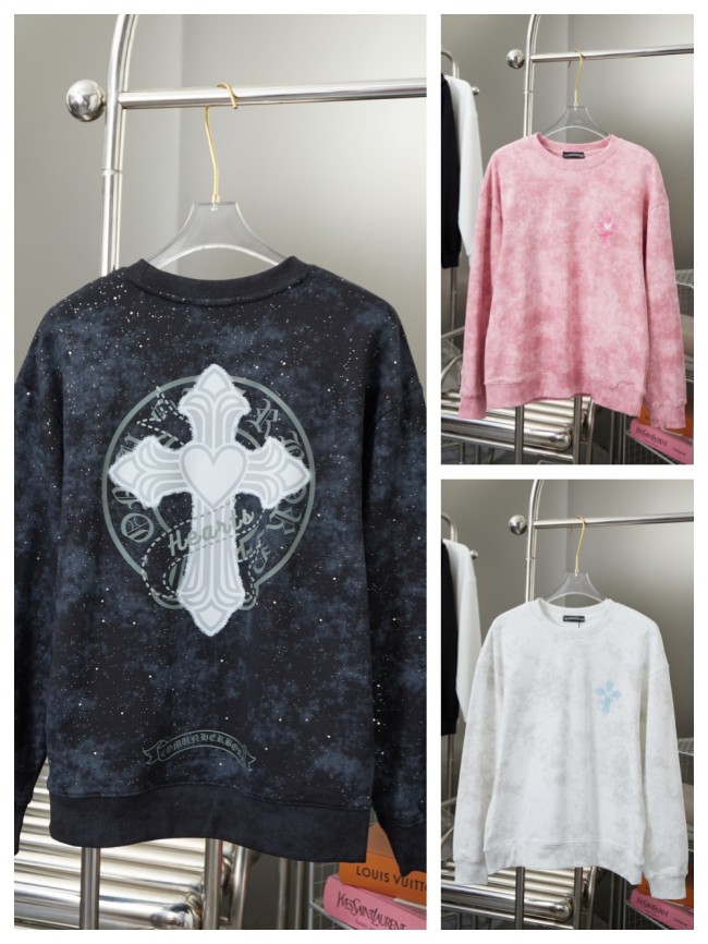 Cross Heart Horseshoe Tie-Dye Diamond-studded Sweatshirt 3 colors