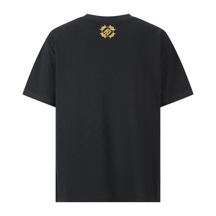 1:1 quality version 28321442 gold thread checkerboard embroidered tee
