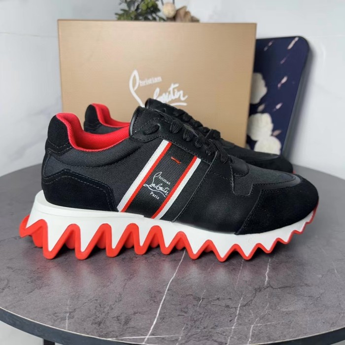 1:1 quality version Genuine leather patchwork shark sole sports shoes  28472423
