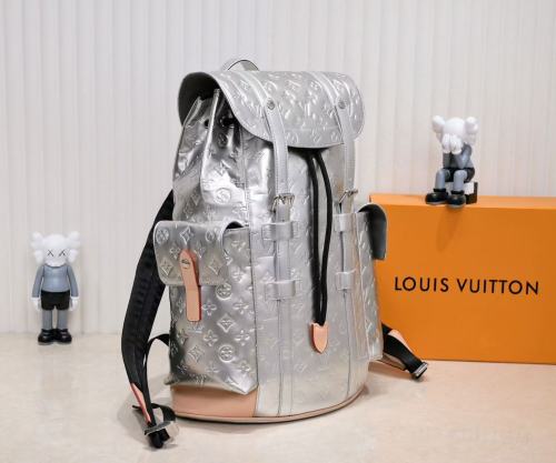 28425312 Full-print logo silver backpack