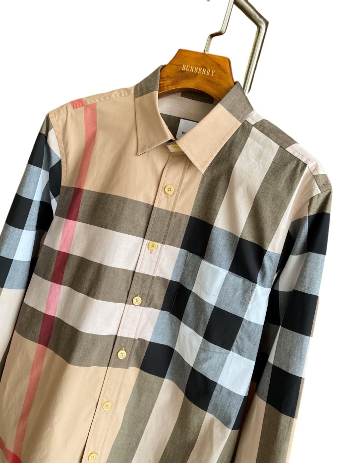 1:1 quality version Plaid Stretch Cotton Poplin Long Sleeve Shirt 8 colors 28875206