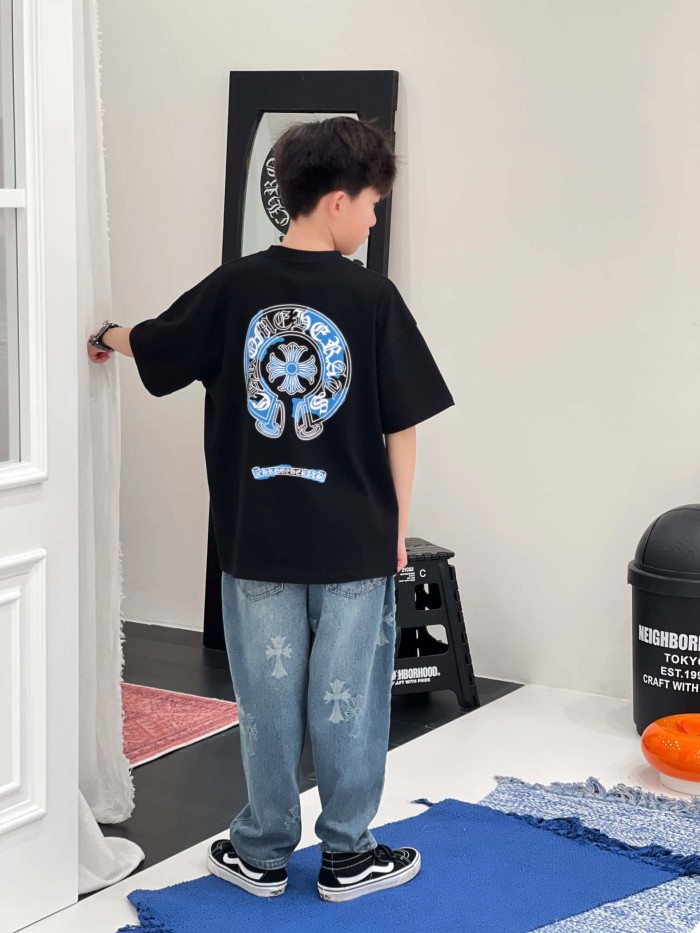 Inspired Back Gothic Cross Print T-Shirt 2 colors for Kids 29009016
