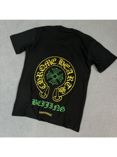 1:1 quality version Beijing Anniversary Limited Yellow and Green Letter Print Tee