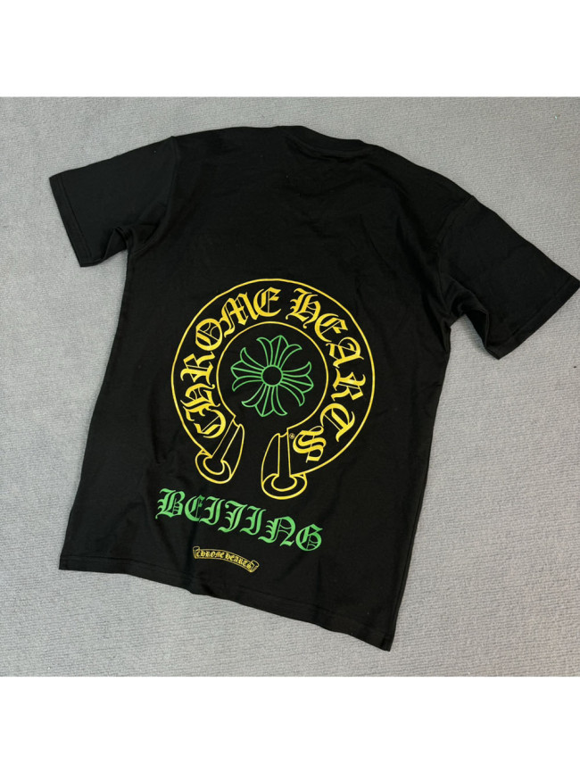 1:1 quality version Beijing Anniversary Limited Yellow and Green Letter Print Tee