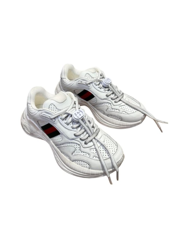 1:1 quality version Gucci White Leather Low Top Dad Sneakers Casual Web Detail Shoes 28974551