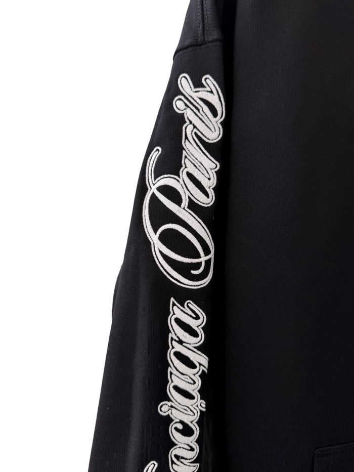 1:1 quality version Two-Sleeve Cursive Letter Matte Embroidered Hoodie 2 colors 28974530