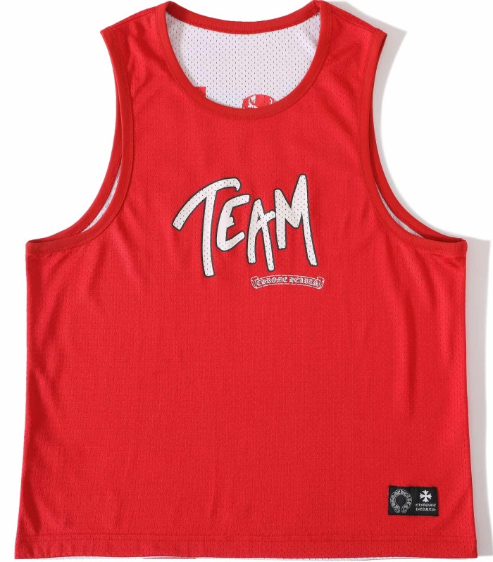 1:1 quality version TEAM Letter Print Reversible Red Mesh Sleeveless Tank Top Vest 29082295