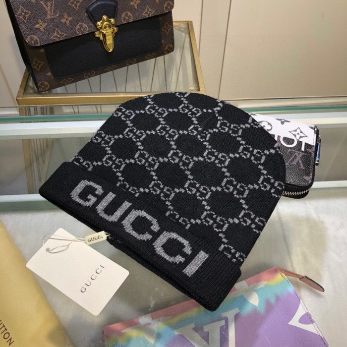 1:1 quality version Letter G Jacquard Wool Blend Knit Beanie 5 colors