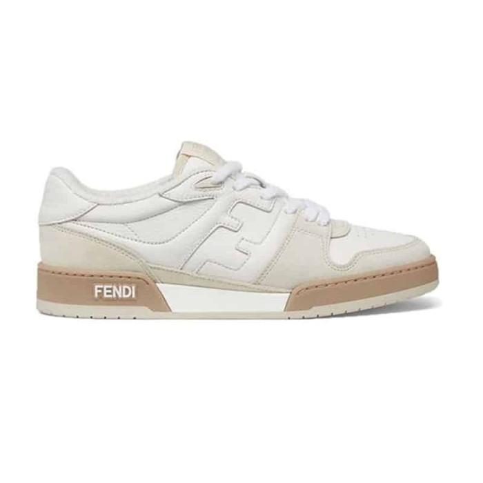 Fendi Match Low-Top Sneakers In White Suede   FD31