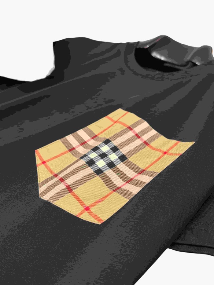 1:1 quality version  Plaid pocket crew neck T-shirt 2 colors 28967957