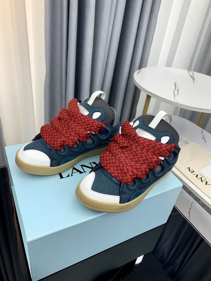 1:1 quality version Colorful Colorblocking Cowhide Bread Shoes 35 colors