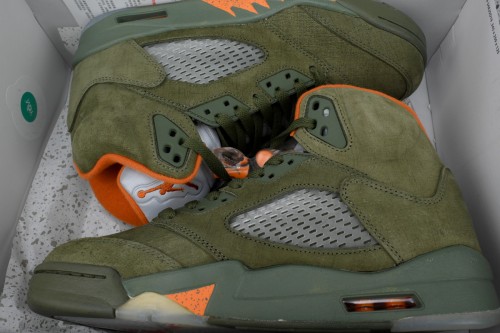 [plus-size shoes] 1:1 quality version Jordan 5  Olive  Green & Orange Basketball Shoes 29035217