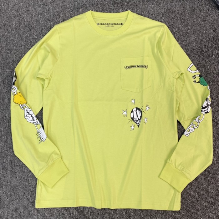 1:1 quality version Apple Green Graffiti Print Long Sleeve T-Shirt