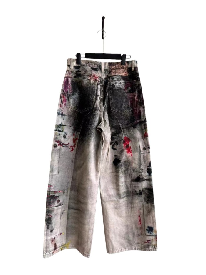 1:1 quality version Splattered Ink Aged 3D Printed Jeans 285314781