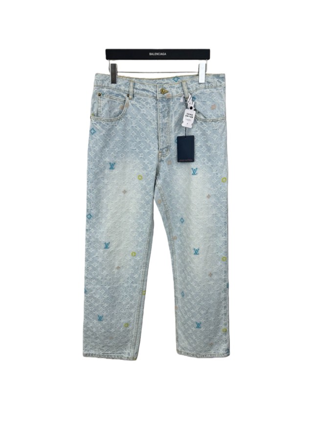 1:1 quality version Embroidered Trimmed Pocket Jeans 28687460