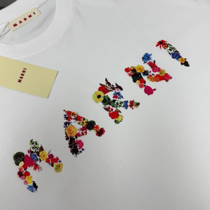 1:1 quality version Colorful Floral Letter Logo Print Tee 2 colors 28997770