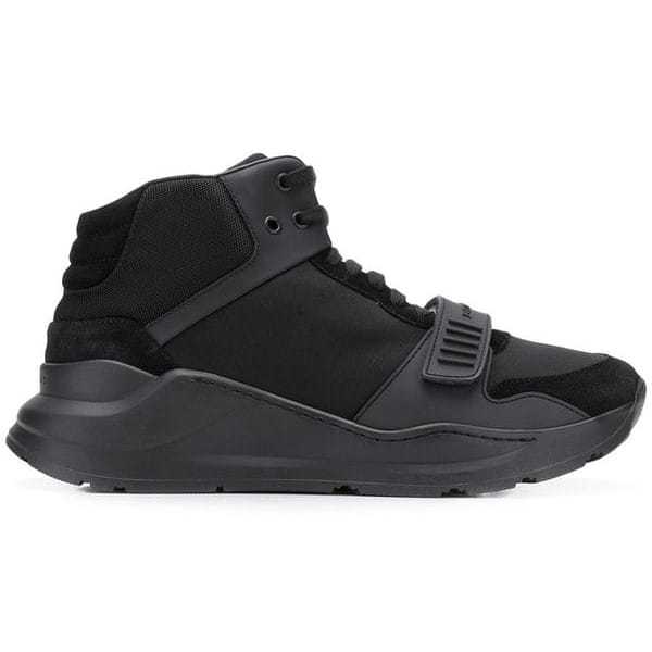 BURB5RRY SUEDE AND NEOPRENE HIGH-TOP SNEAKERS   BBR19