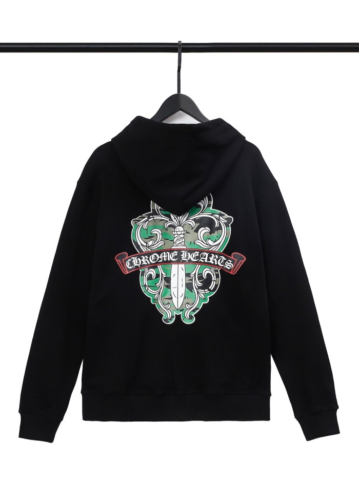 Multi-colored Big Sword Print Zipper Sweatshirt