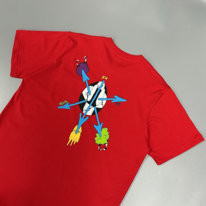 1:1 quality version Matty Boy Arrow & Face Print Red Cotton Pocket T-Shirt 29093609