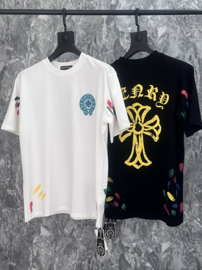[buy more save more]Colorful graffiti splash-ink cross Sanskrit printed Tee 2 colors