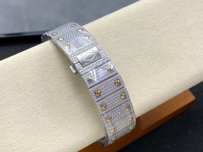 1:1 quality version Black Moissanite Diamond-Studded Santos Mechanical Watch【Dial diameter：39.8mm】28773787