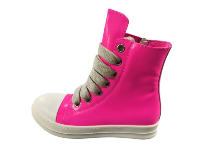 1:1 quality version Red pink thick lace zippered high top shoes