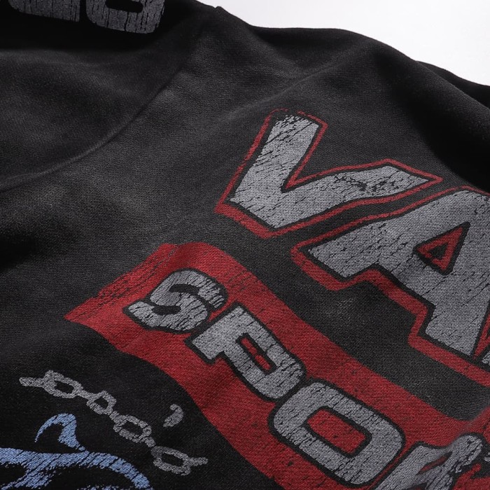 Chain Dog Print Washed Version Hoodie 28746799