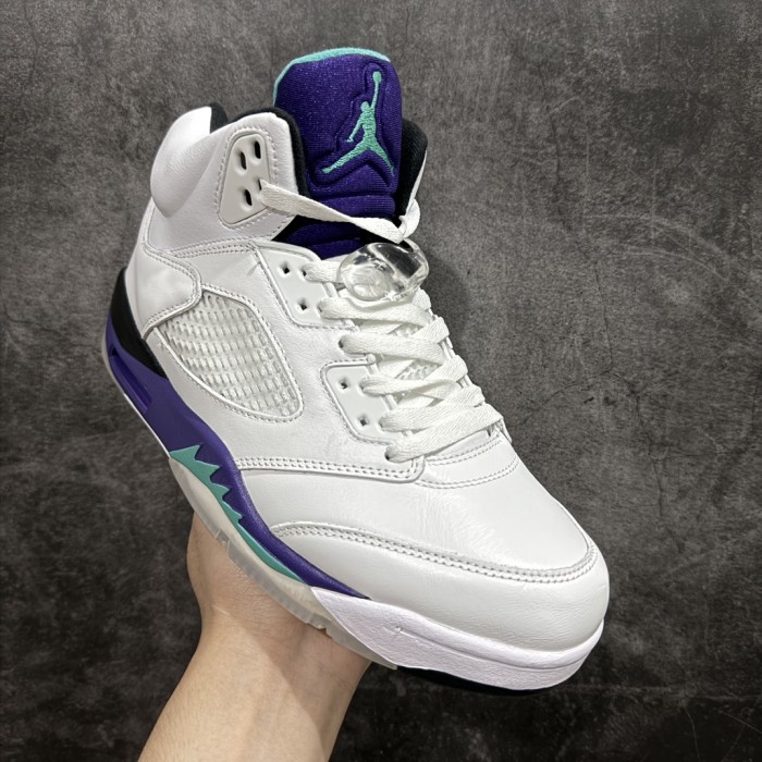 @j5 white and purple colorway heel embroidered logo high top basketball shoes