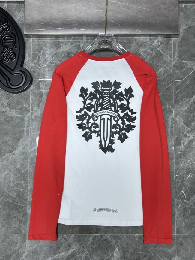 Red and White Colorblocked Bayonet and Sword Long Sleeve T-Shirt
