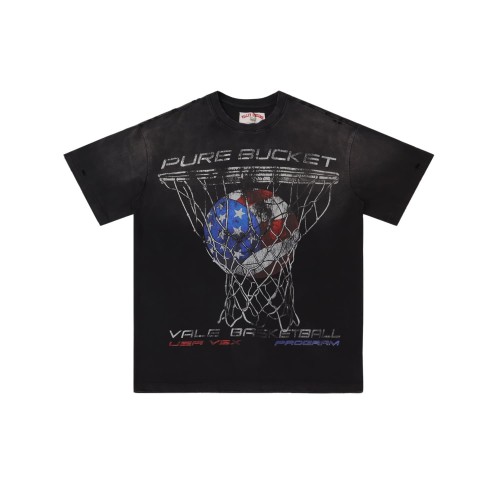 Pure Bucket Basketball Print T-Shirt Black Vintage Cotton Streetwear Tee 28978037