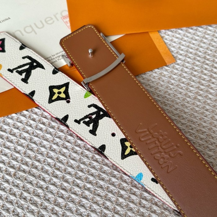 1:1 quality version Full-printed colorful logo metal buckle belt 6 colors【Width 4 cm】