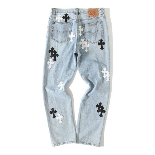 1:1 quality version Black and White Cross Light Blue Jeans 28791698
