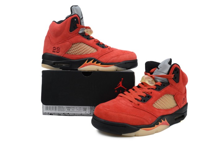 [plus-size shoes] Jordan 5   Dunk On Mars  Red Suede Basketball Shoes 29035484