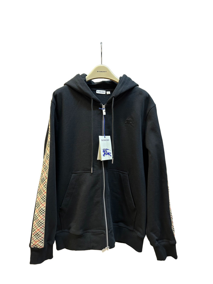 1:1 quality version Checkered Sleeve Patchwork Zipper Hoodie 2 colors 28482055