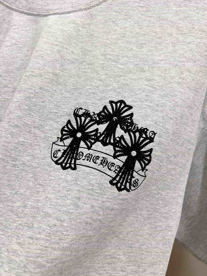 1:1 quality version Cross Logo Printed Heather Grey Oversized Tee 29082519