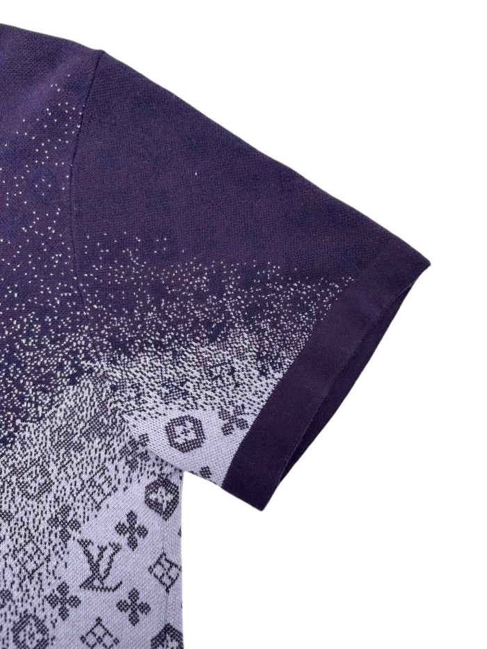 Purple Gradient Jacquard Crew Neck Knitted T-shirt 28963827