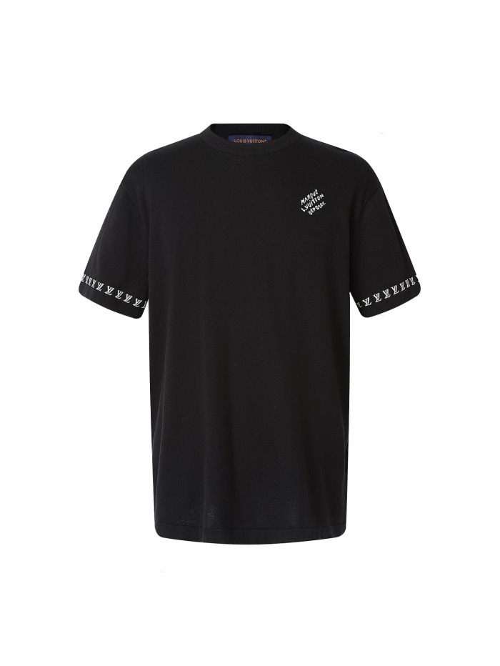 1:1 quality version Letter Jacquard Cotton Knit Print T-Shirt 2 colors 28997771