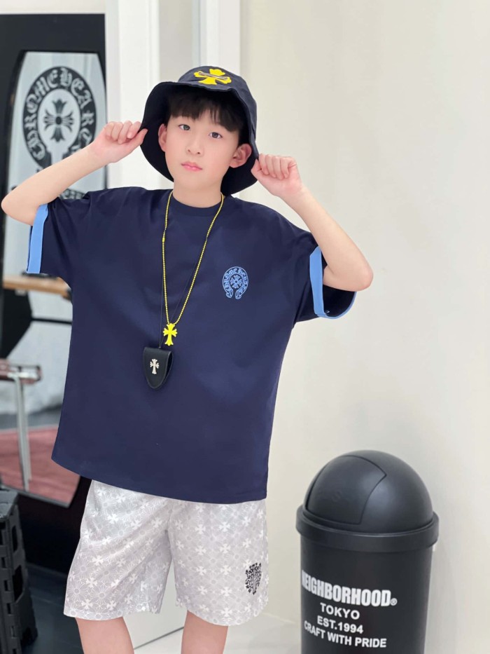 Cross Horseshoe Print Color Block Casual T-Shirt 3 colors for Kids 29008975
