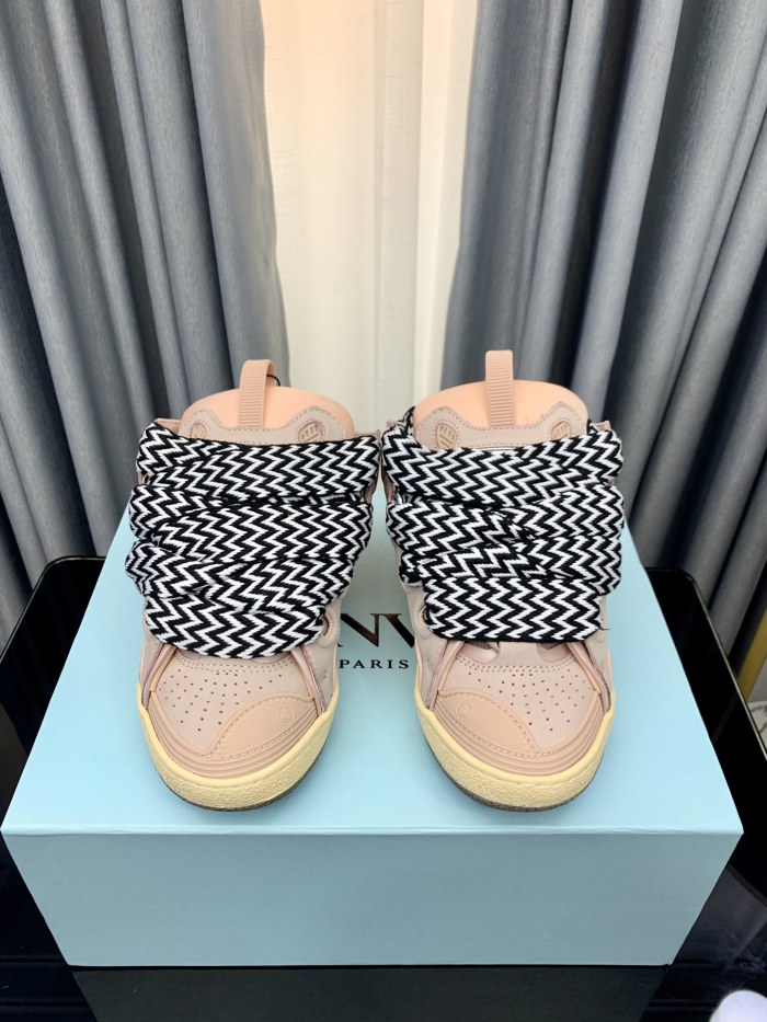 1:1 quality version Colorful Colorblocking Cowhide Bread Shoes 35 colors