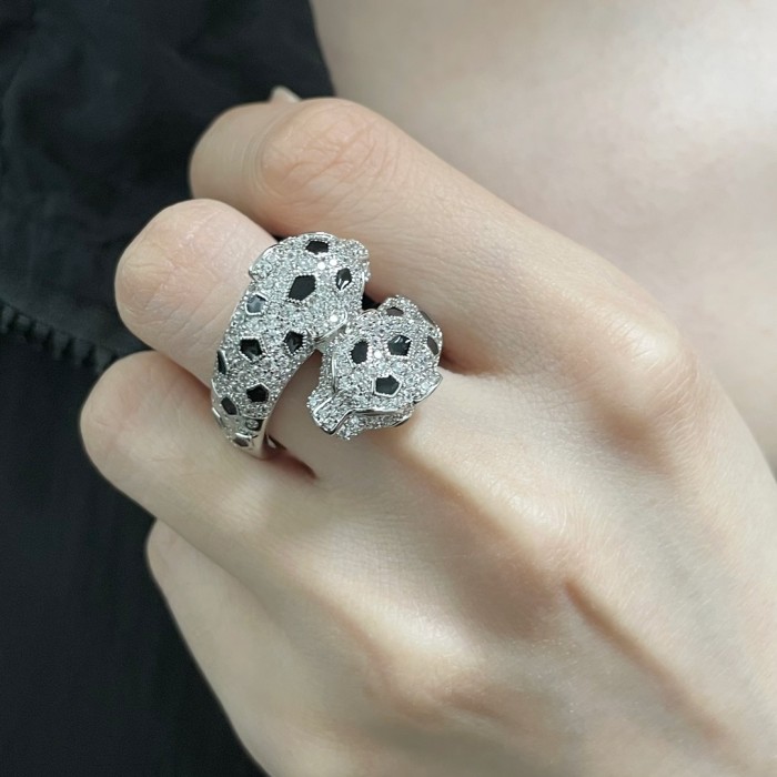 1:1 quality version C@rtier double-headed leopard ring